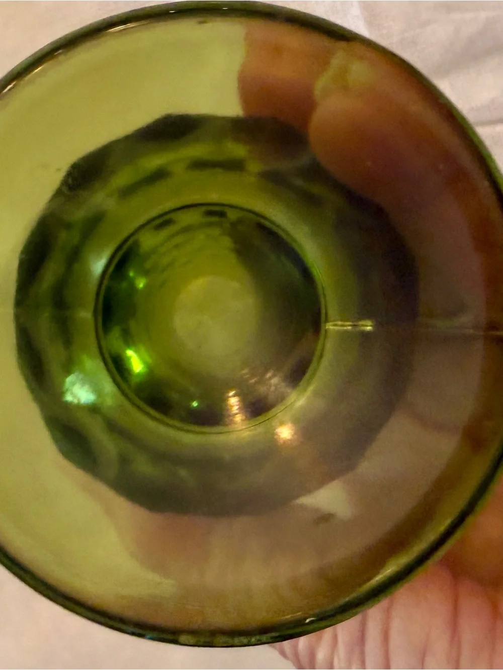 Vintage Indiana Glass Diamond Point Green Goblets Set of 4